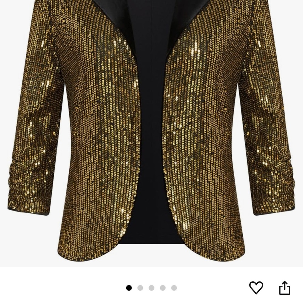 Grace Karin Gold Sequin Blazer Open Front Evening Wear